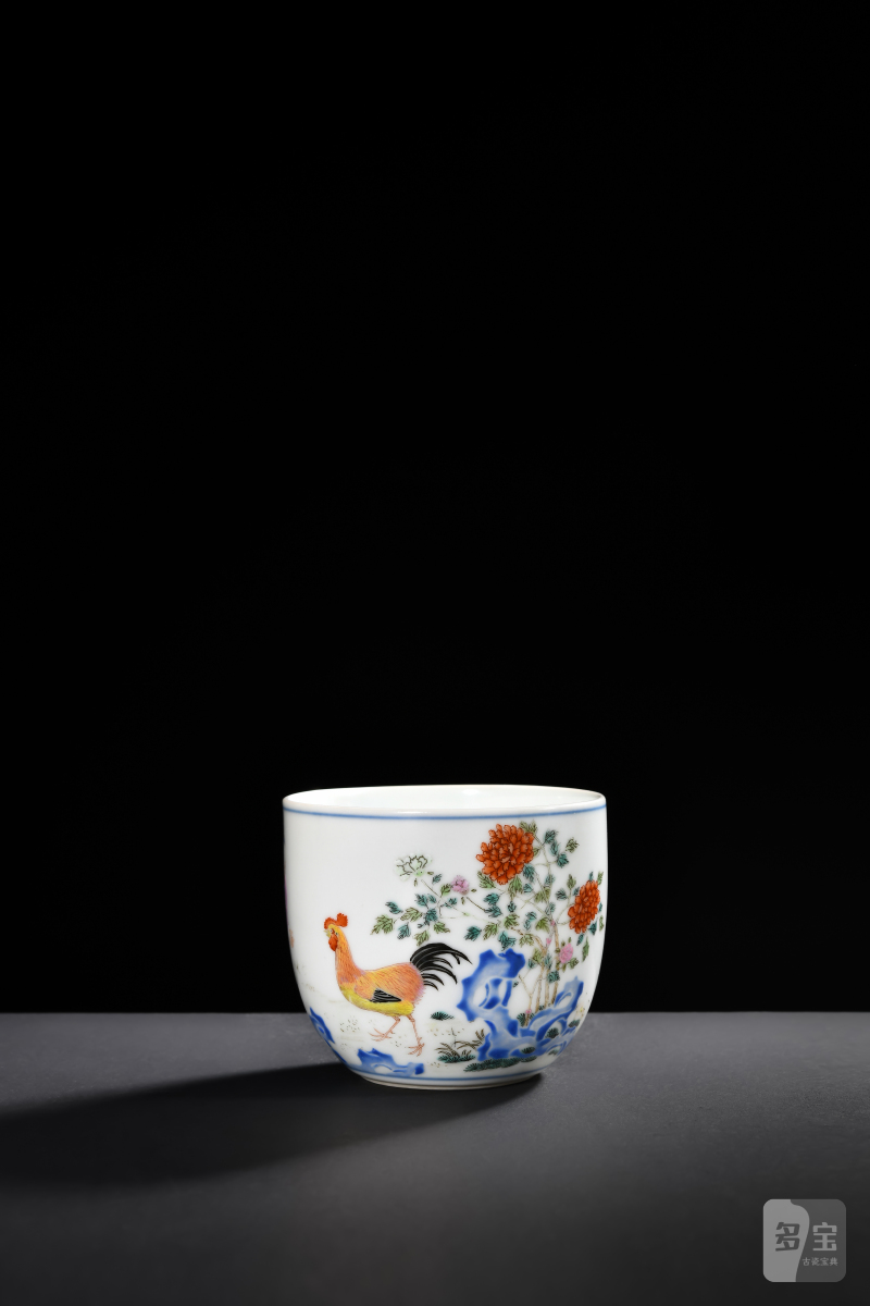 清乾隆 粉彩婴戏图诗文鸡缸杯 - 图2